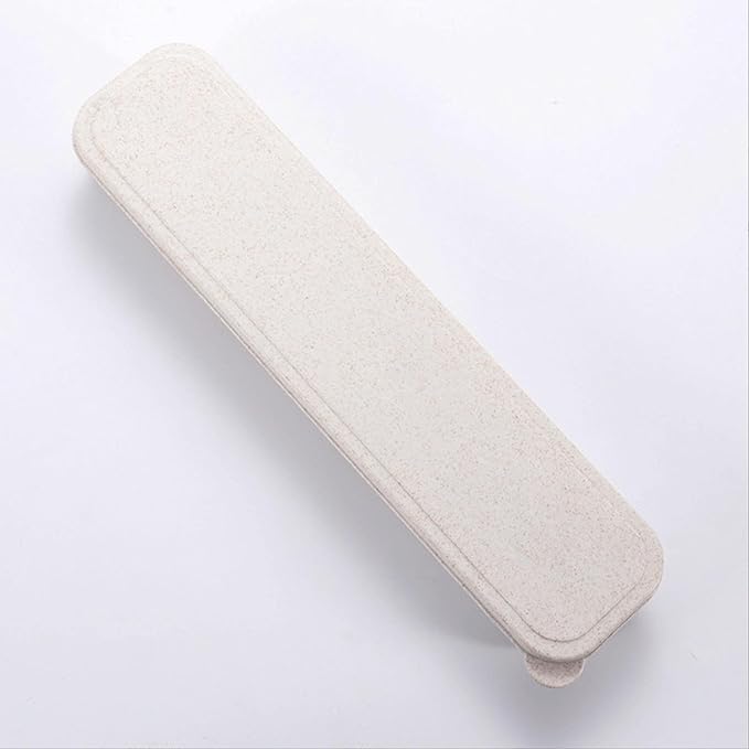 1Pcs Simple Utensil Holder with Lid, Reusable Utensils Wheat Straw Travel Cutlery Box,Portable Flatware Box Travel Tableware Storage Case, Simple Tableware Storage Boxs Case for Cutlery Kit (Beige)