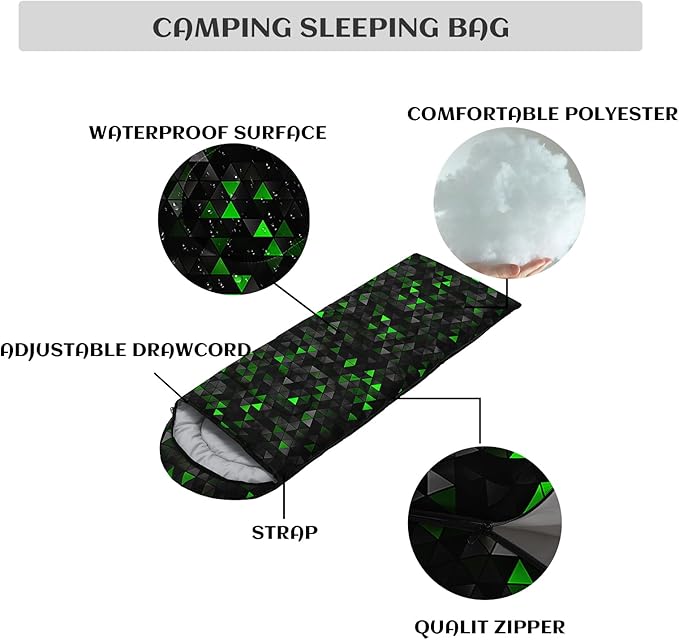 Sleeping Bags for Adults and Kids,3D Printing Camping Sleeping Bag for Girls Boys Lightweight Waterproof Cold/Warm 3-Season,Outdoor Travel with Compression Bags