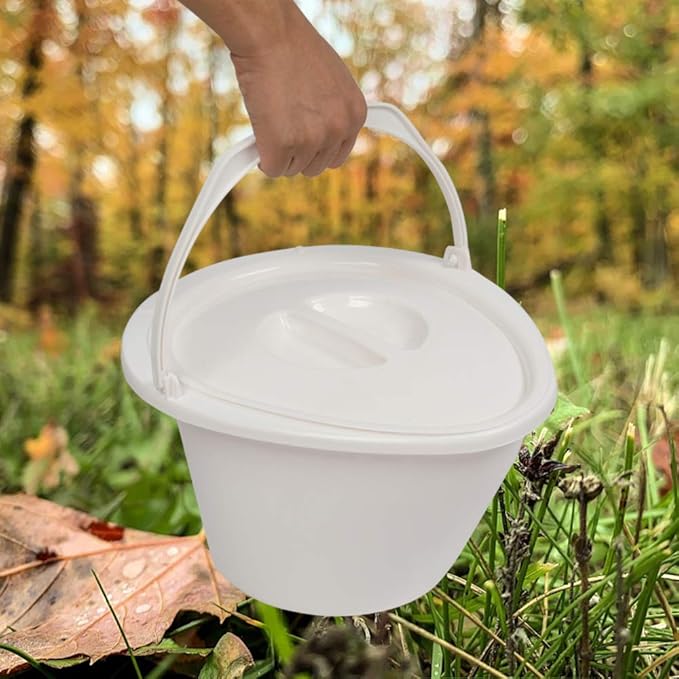 VINGLI Portable Toilet | Indoor Outdoor Commode w/Detachable Inner Bucket & Removable Paper Holder, Lightweight & Compact for Camping, Boat, Van, Emergency Use (Brown)