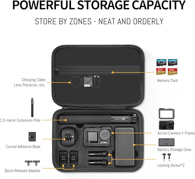 Osmo Action 5 Pro Carrying Storage Case for DJI Osmo Action 5 Pro/Action 4 3, Surface Waterproof Travel Portable Hard Bag Compatible With DJI Osmo Action 5 Pro/4/3 Adventure Combo Outdoor Travel kit