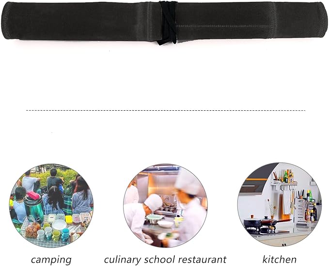 Khaki Chefโs Knife Roll Case, Waxed Canvas Cutlery Knives Holders Protectors, Home Kitchen Cooking Tools And Utensils Wrap Bag Wallet, Multi-Purpose Brush Roll Bag, Travel Tool Roll Pouch