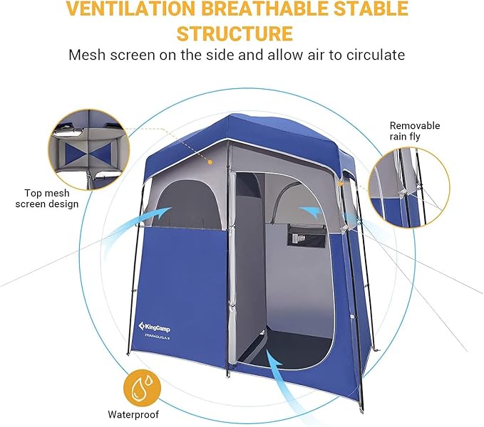 KingCamp Shower Tent, Portable Privacy Tent Outdoor Camping 1/2 Room Toilet Tents with Shower Bag & Dressing Room for Beach, Camping & Hiking