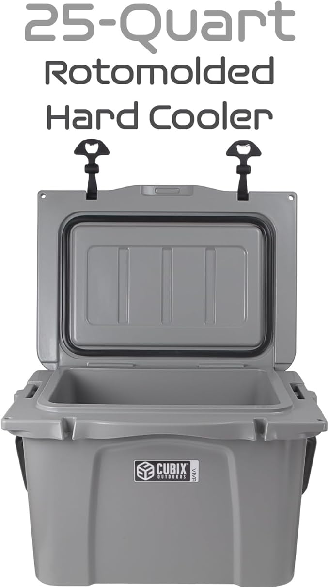 Viva 25QT Portable Rotomolded Hard Cooler, 5-Day Ice Cold Retention, Travel, Beach, Camping, Fishing