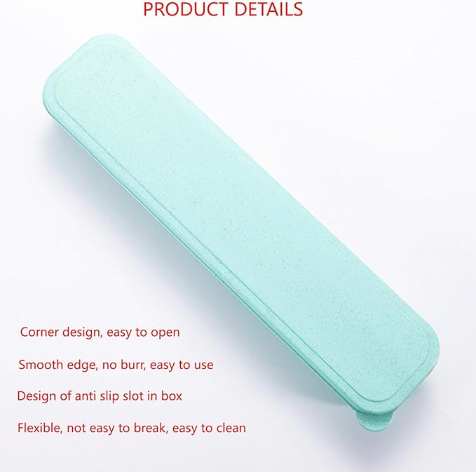 1Pcs Simple Utensil Holder with Lid, Reusable Utensils Wheat Straw Travel Cutlery Box,Portable Flatware Box Travel Tableware Storage Case, Simple Tableware Storage Box Case for Cutlery Kit (Green)