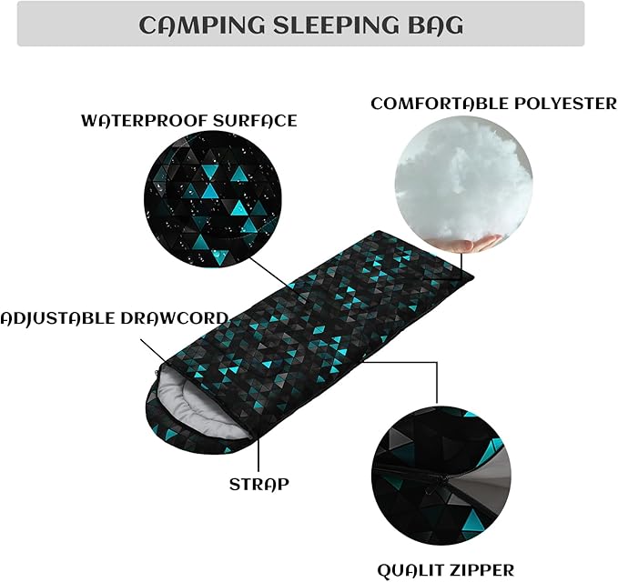 Sleeping Bags for Adults and Kids,3D Printing Camping Sleeping Bag for Girls Boys Lightweight Waterproof Cold/Warm 3-Season,Outdoor Travel with Compression Bags