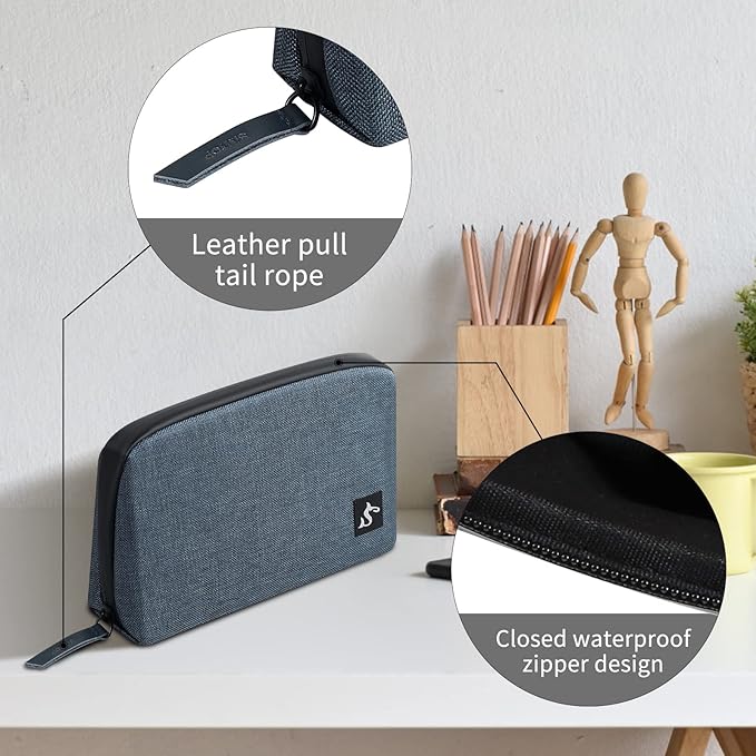 Electronic Organizer Travel Bag – Water-resistant Cable Bag for Cord, Charger, Hard Disk, Power Bank – Small Tech Storage for Travel, Backpack, Business Trip, Airplane (Blue)