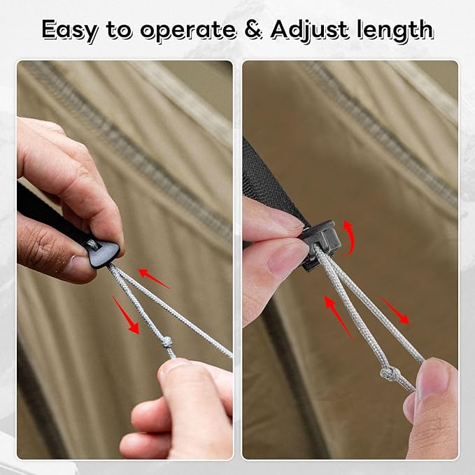 4 Pack Guy Lines-Ultralight Tent Cords with Locking Carabiner Clip, 2mm 100% Nylon Guylines Ropes for Outdoor Camping Tent Tarp,Climbing,Hiking Backpacking (Yellow, 4M)