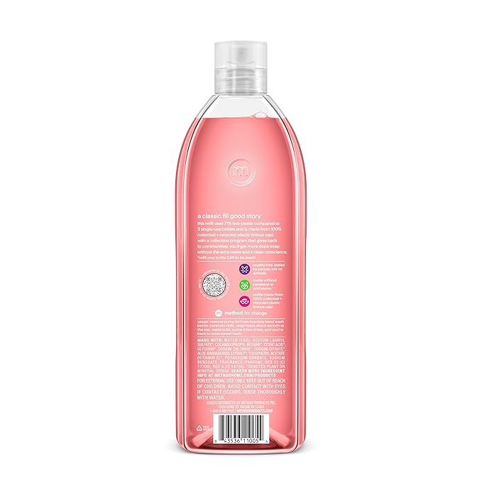 Method Foaming Hand Soap, Refill, Pink Grapefruit, Recyclable Bottle, Biodegradable Formula, 28 oz, (Pack of 1) (Packaging May Vary)