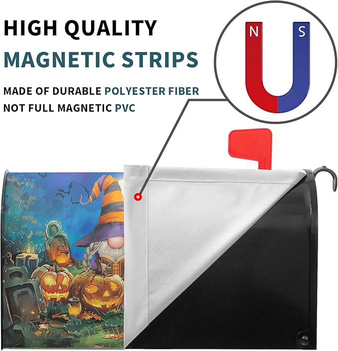 Halloween Gnomes Mailbox Covers Magnetic Large Size Humor Spooky Pumpkins Waterproof Mail Box Cover Autumn Halloween Happy Holiday Letter Post Wraps for Home Garden Yard Outdoor 25.5x21 Inch