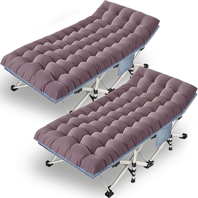 XXL Camping Cot 2 Pack Oversized Folding Cot for Adults Cots for Sleeping with Mattress Heavy Duty Portable Camping Bed with Carry Bag Cots for Hiking Camping Easy to Set Up Office Nap Outdoor Indoor