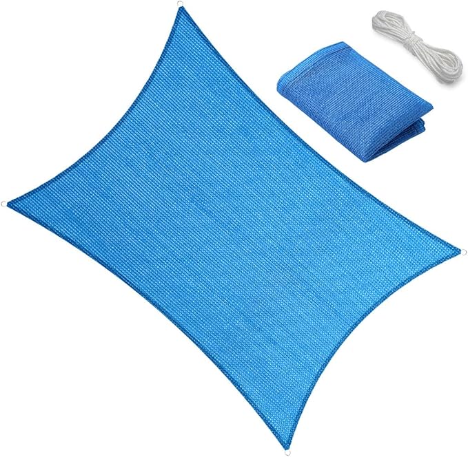 10' x 10' Blue Outdoor Sun Shade Sail Canopy ??UV Resistant Permeable Awning Fabric for Patio, Garden, Backyard, Pergola, Carport, Lawn Shelter Cover