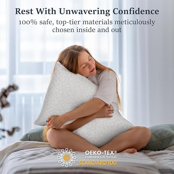 COZSINOOR Cooling Bed Pillows Queen Size - Premium Down Alternative Pillows Set of 2 for Side, Back, and Stomach Sleepers Hotel Quality Fluffy Soft Microfiber Fill Breathable Skin-Friendly