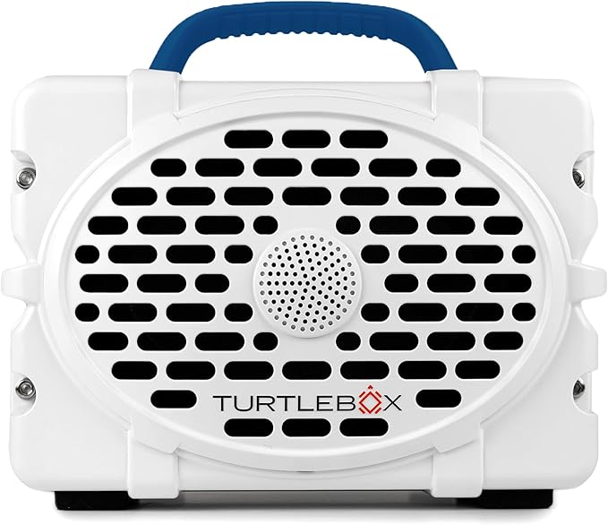 Turtlebox Original Gen 3: Portable Outdoor Bluetooth Speaker – Ultra-Loud (120dB), Waterproof (IP67), Rugged, Impact-Resistant, 3-Day Battery | Party Mode: Unlimited Pairing Stereo, White/Royal Blue