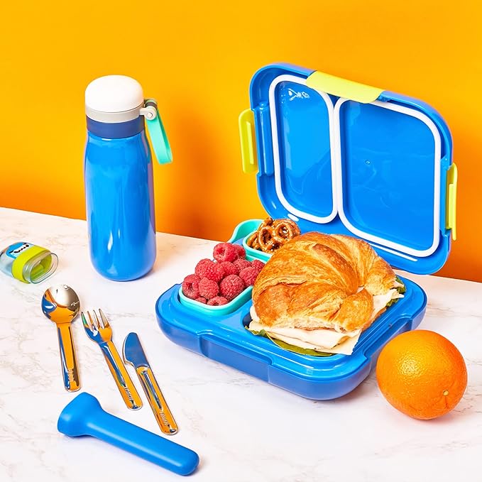 ZOKU Kids Pocket Utensil Set, Shark - Stainless Steel Fork, Knife, and Spoon in Case - Portable Design for Travel, School, Picnics, Camping and Outdoor Home Use