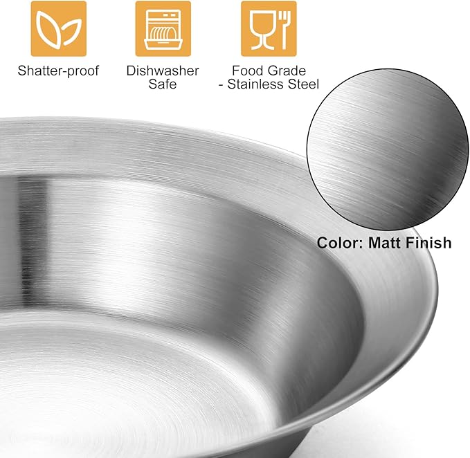 Odoland Camping Complete Messware Kit, Polished Stainless Steel Camp Dinnerware, Camping Cooking Tableware, Cutlery Organizer Utensil with Plates and Bowls Set for Backpacking, Hiking, Picnic Picnic.