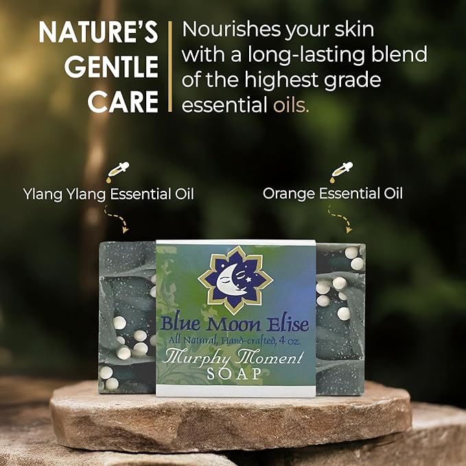 Murphy Moment All Natural Bar Soap, Premium Lavender, Orange and Ylang Ylang Essential Oils, Organic Ingredients, Handmade in the USA, Moisturizing and Therapeutic for Face/Body