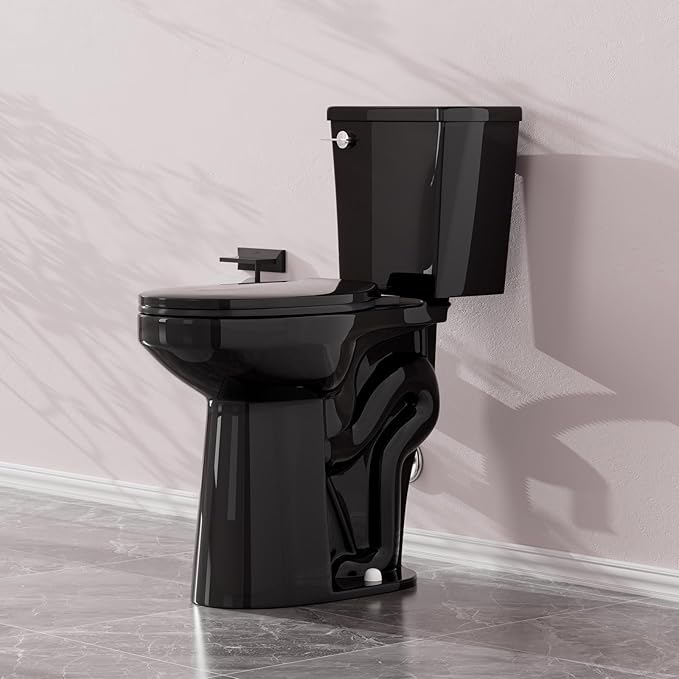 Simple Project Tall Toilet for Seniors 21 inch Extra High Toilets, Comfort Bowl Heigh 21", Seat Height 22", Two-Piece Toilet 1.28GPF Powerful, 12 Inch Rough-in, Black Color, Ada Toilets for Bathroom
