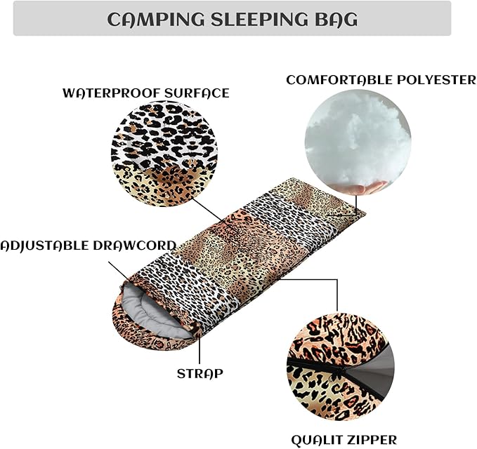 Sleeping Bags for Adults and Kids,3D Printing Camping Sleeping Bag for Girls Boys Lightweight Waterproof Cold/Warm 3-Season,Outdoor Travel with Compression Bags