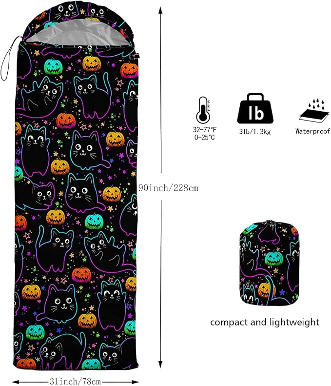 HOSIMA Dear Hunting Pattern Cold Weather Sleeping Bags for Adults,Black Light Weight Sleeping Bags for Kids Adults,WaterProof Sleeping Bags for Outdoors Hiking.