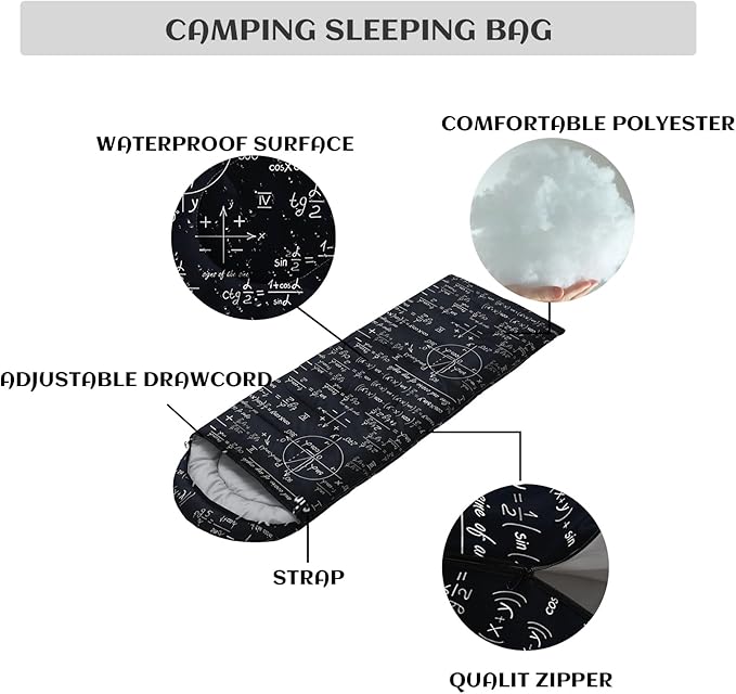 Sleeping Bags for Adults and Kids,3D Printing Camping Sleeping Bag for Girls Boys Lightweight Waterproof Cold/Warm 3-Season,Outdoor Travel with Compression Bags