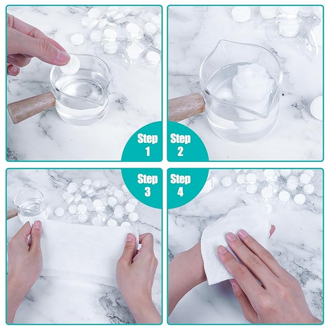 200PCS Compressed Towel Tablets Mini Disposable Compressed Towel Tablets,Bulk Coin Tissues,Disposable and portable face towels suitable for travel, Camping, Sports, Beauty Salons, Home use