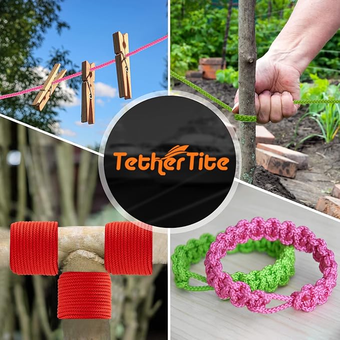 Utility Cord Diamond Braided 1/8" x45' Polypropylene Rope (30lbs) Heavy Duty General Purpose Rope for Marine,Camping,Household,Fishing,DIY (Pink Green,Orange)
