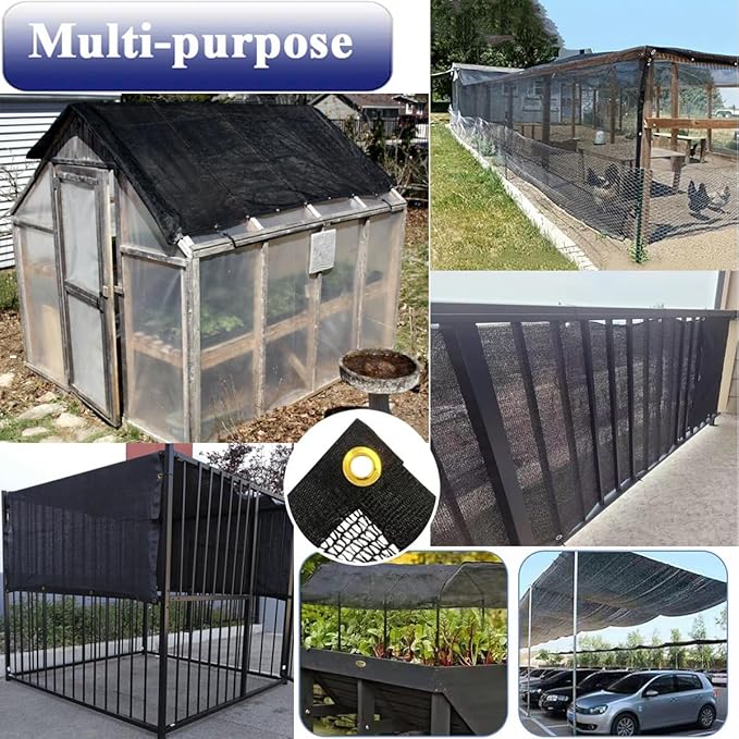 10x18 Ft Shade Cloth for Garden, 90% Black Sun Shade Fabric with Grommets for Plants Heat Protection, Outdoor Sunblock Mesh Cover for Greenhouse, Balcony, Deck, Porch, Carport, Pool