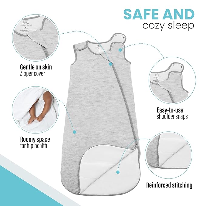 Rayon Made from Bamboo Sleep Sack 1.0 TOG 6-18 Months Unisex Baby Sleeping Bag with 2-Way Zipper Breathable Wearable Blanket Baby