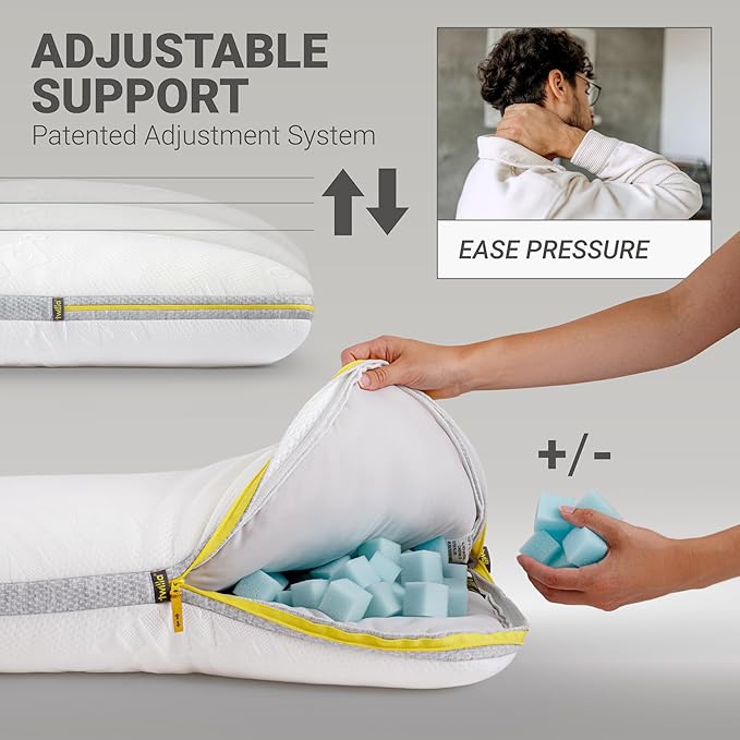 Twilla Adjustable Side Sleeping Pillow, Customizable Pillows, Down Alternative and Supportive Foam, Perfect Luxury Sleeper King Pillow