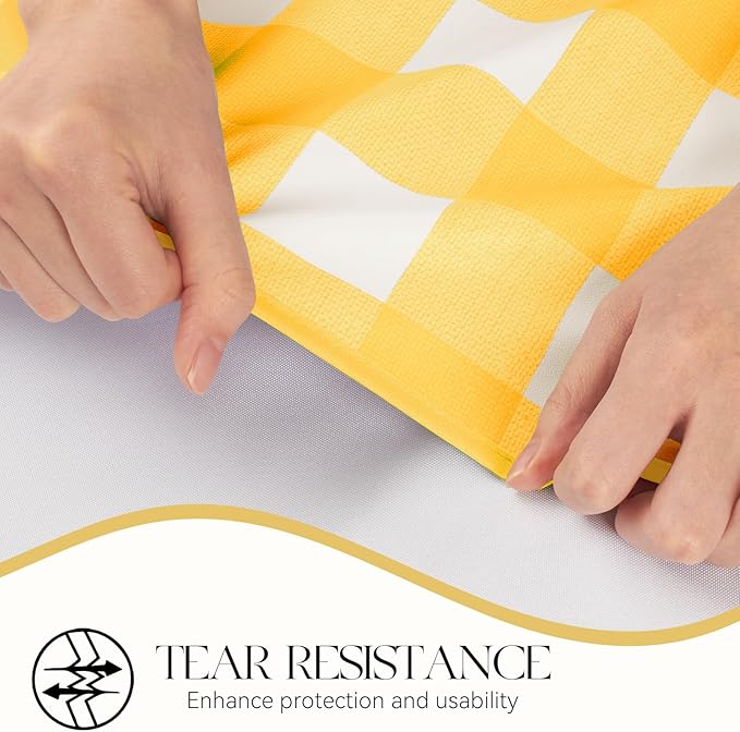 MOSAYT Rectangle Vinyl Tablecloth, 100% Waterproof Buffalo Gingham Plastic Table Cloth, Heavy Duty Wipeable Table Covers for Picnic, Outdoor, Camping - 54 x 54, Yellow