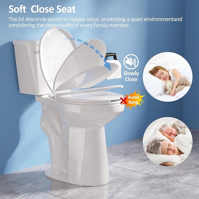 Simple Project Tall Toilets for Seniors 21 inch Extra High Toilets, ADA Comfort Toilet Bowl Heigh 21", Elongated Two-Piece Toilet 1.28GPF Powerful, 12 Inch Rough-in, Bone Color, for Bathroom