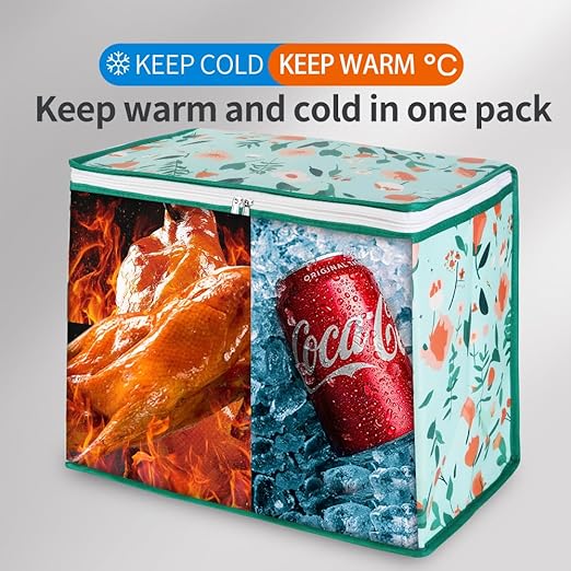 Bodaon 5-Pack Cooler Insulated Food Delivery Bag, Thermal Hot Pizza,X-Large Bags With Top Zippered for Grocery/DoorDash/Catering/Shopping, Large Cold and Frozen Door Dash Accessories, XL Tote, Flower