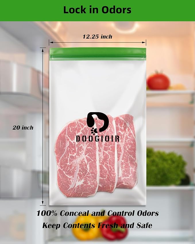 Odor Proof Storage Bags - 12x20 Inch Double Seal Odor Barrier Storage Bags for Backpacking, Camping and Household, Lock in Odors Keep Contents Fresh and Waterproof, Reusable Odor Proof Bags (2 Pack)