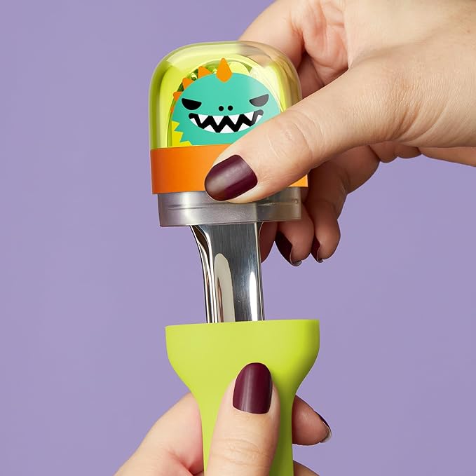 ZOKU Kids Pocket Utensil Set, Dino - Kids Silverware Set - Stainless Steel Fork, Knife, and Spoon in Case - Portable Design for Travel, School, Work, Picnics, Camping and Outdoor Home Use