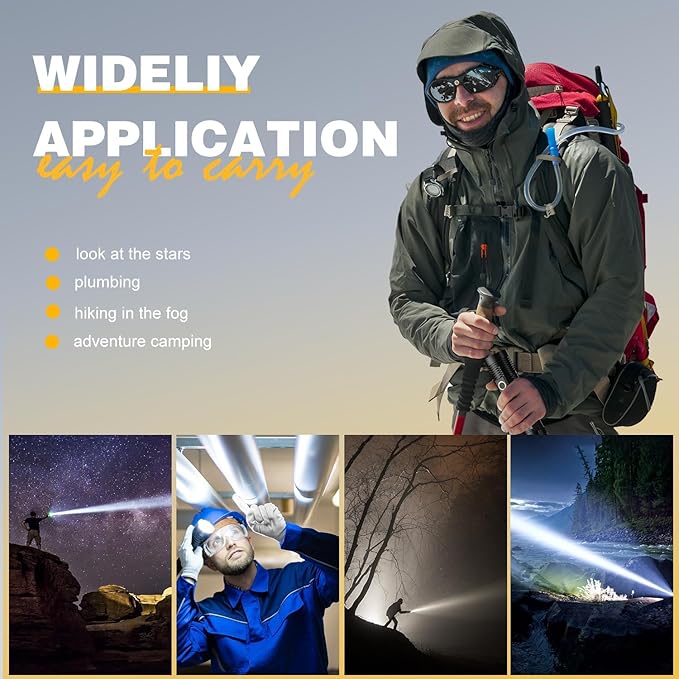 LED Rechargeable Flashlights High Lumens - 1500 Meters Long Beam Super Bright LED Magnetic Flashlight USB Zoomable 5Modes Small Long Beam Spotlight Flashlight for Hiking, Camping, 3pcs