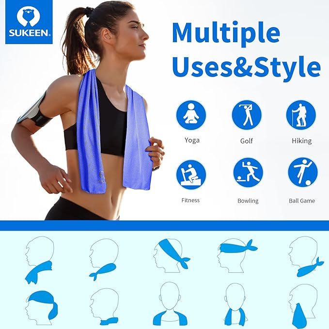 Sukeen Cooling Towel for Neck and Face (40"x12"),Ice Towel,Soft Breathable Chilly Towel,Microfiber Towel for Yoga,Sport,Running,Gym,Workout,Camping,Fitness,Workout & More Activities