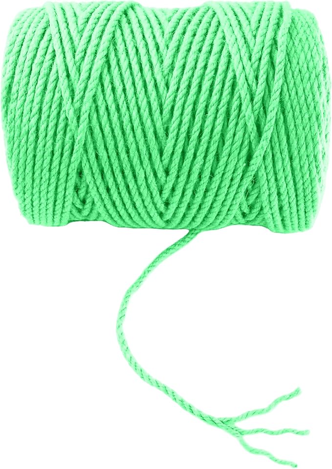4mm x 400 Feet Light Green Jute Rope, Twine for Gardening Tomato Climbing Plant Tie Floristry Crafts Gift Wrapping Packing Decor