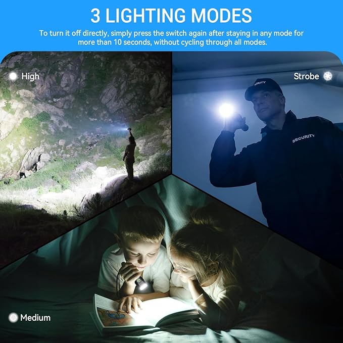 Rechargeable Flashlights 2000L High Lumens, 4X Super Bright LED Flashlight, Powerful Flash Light with Memory Function, Long-Lasting, Waterproof Flashlights for Home Camping Hiking, 2 Pack 
