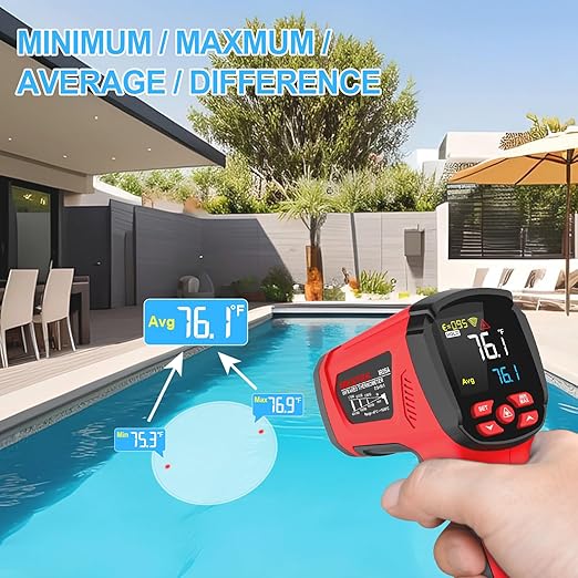 '-40℉~2912℉ MESTEK Infrared Thermometer Temperature Gun,50:1 Dual Laser High Temp Thermometer with Thermocouple Probe, Non-Contact Industrial Pyrometer for Engine, Kiln, Forging,Humidity Measurement