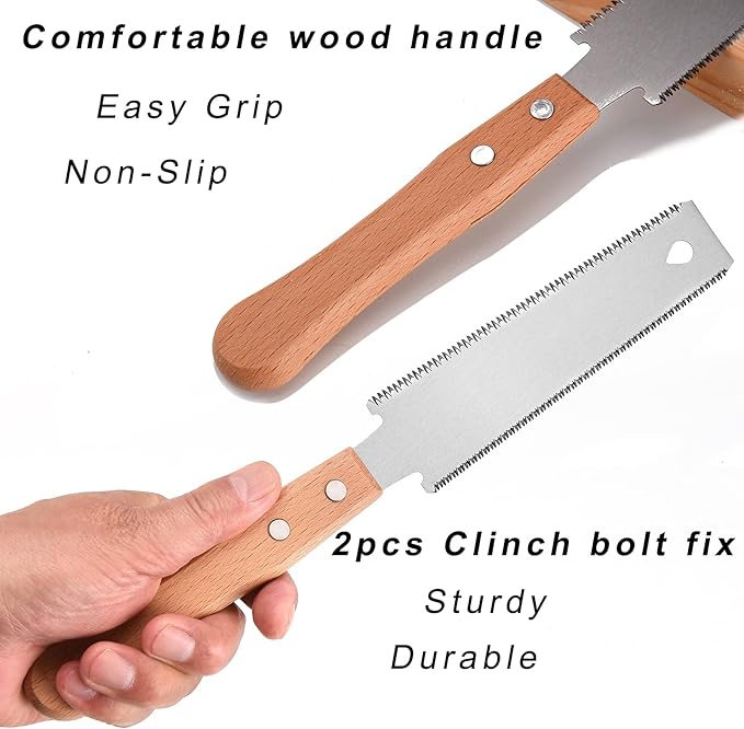 Small Woodworking Hand Saw, 6 inch Flexible Blade Double edge TPI 17/11 Pull Saw for Craft, Hobby, DIY, Non Slip Wood Handle Garden Trim, Sharp and Light Woodworking Tools