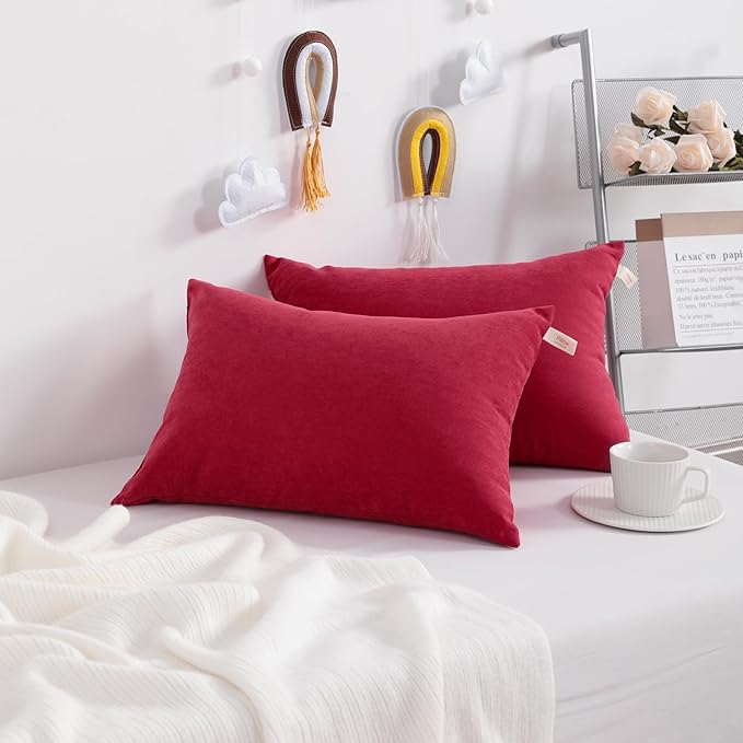 NTBAY Toddler Pillows, Down Alternative 13"x18" Pillows, Machine Washable - Soft and Breathable Travel Small Pillows for Sleeping, Ideal for Daycare, Crib, Cot, Red