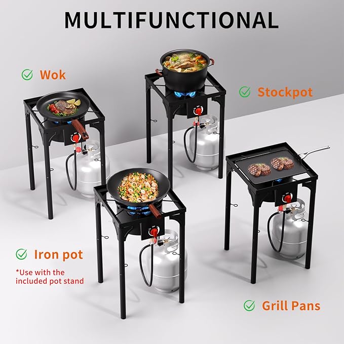 SKOK 1 Burner Propane Stove - Portable Camping Stove with 75,000 High Efficiency Propane Burner,Outdoor Stove for Camping, Backyard, Picnic