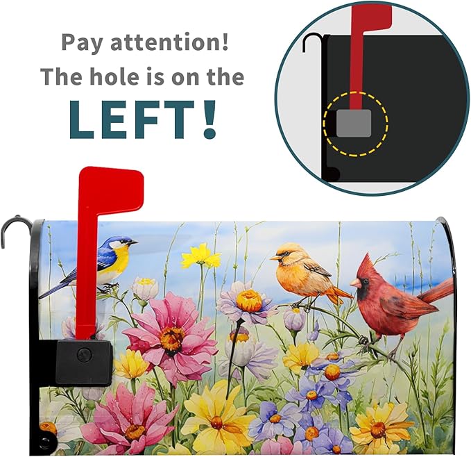 Hummingbird Bird Mailbox Covers Magnetic Spring Blooming Flowers and Birds Decorative Waterproof Mailboxes Wraps Letter Post Box Cover Oversize for Home Outdoor Garden Yard 25.5 x 21 in