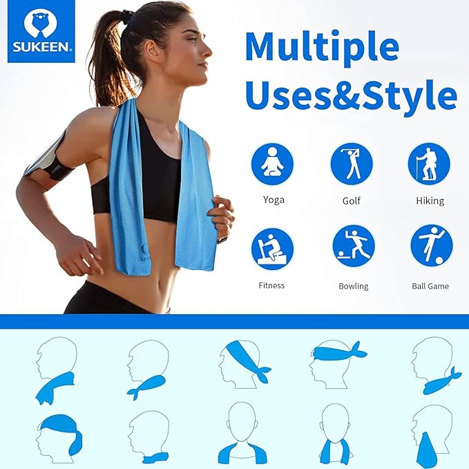Sukeen Cooling Towel (40"x12"), Ice Towel Sets,Soft Breathable Chilly Towel,Microfiber Towel for Yoga,Sport,Running,Gym,Workout,Camping,Fitness,Workout & More Activities