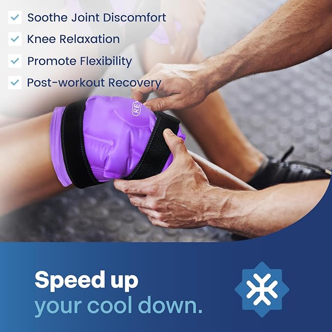 REVIX Reusable Knee Ice Pack Wrap for Post-Workout Recovery, Gel Ice Pack Knee with Cold Compression Therapy, Soft Plush Cover and Hands-Free Application, A Set of Two