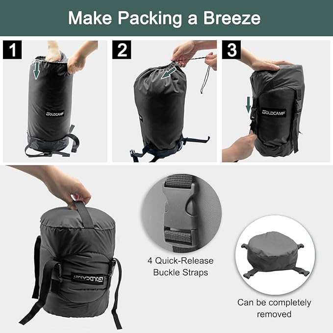 Outdoor Storage Stuff Sacks, Camping Gear Organizer (Black, L)
