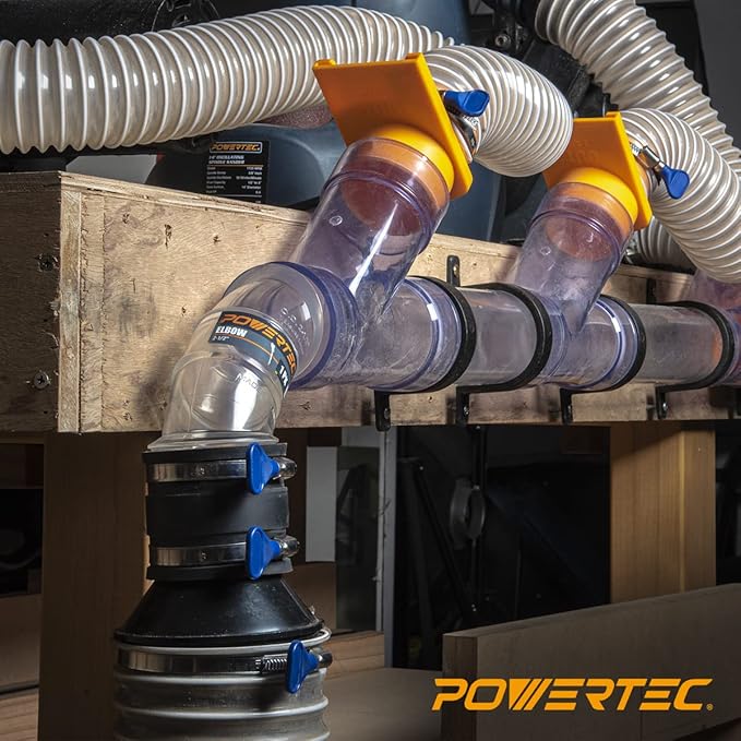 POWERTEC 70337-P6 2-1/2" Dust Control Flex Cuff w/Adjustable Key Hose Clamps, Hose Connector Rubber Cuff Coupler for Woodworking Dust Collection Fittings, Dust Collector Accessories & Machinery, 6 PK
