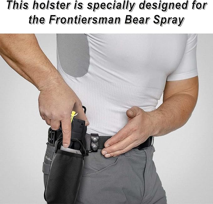 Xxerciz Nylon Belt Holster Compatible with Frontiersman 7.9 and 9.2 Ounce Bear Spray Canisters, Portable Pouch with Carabiner, Easy to Access, Perfect for Hunting, Camping, Hiking