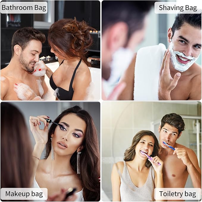 Della Gao Hanging Toiletry Bag for Men and Women, Large Capacity Cosmetics Makeup Bag Toiletries Organizer, Bathroom Bag, Water-Resistant Nylon, Black