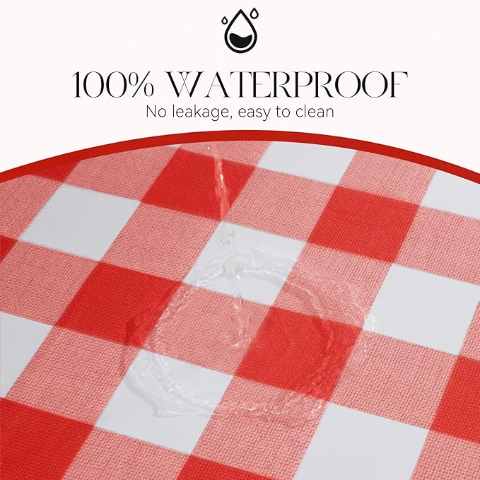 MOSAYT Rectangle Vinyl Tablecloth, 100% Waterproof Buffalo Gingham Plastic Table Cloth, Heavy Duty Wipeable Table Covers for Picnic, Outdoor, Camping - 54 x 120, Red